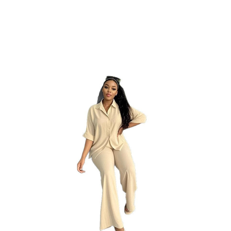 Shirt Wide Leg Trousers Suit Women