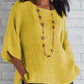 Women Fashion Casual Shirts Solid Color 3 4 Sleeve Round Neck Blouses Summer Loose Tops Streetwear