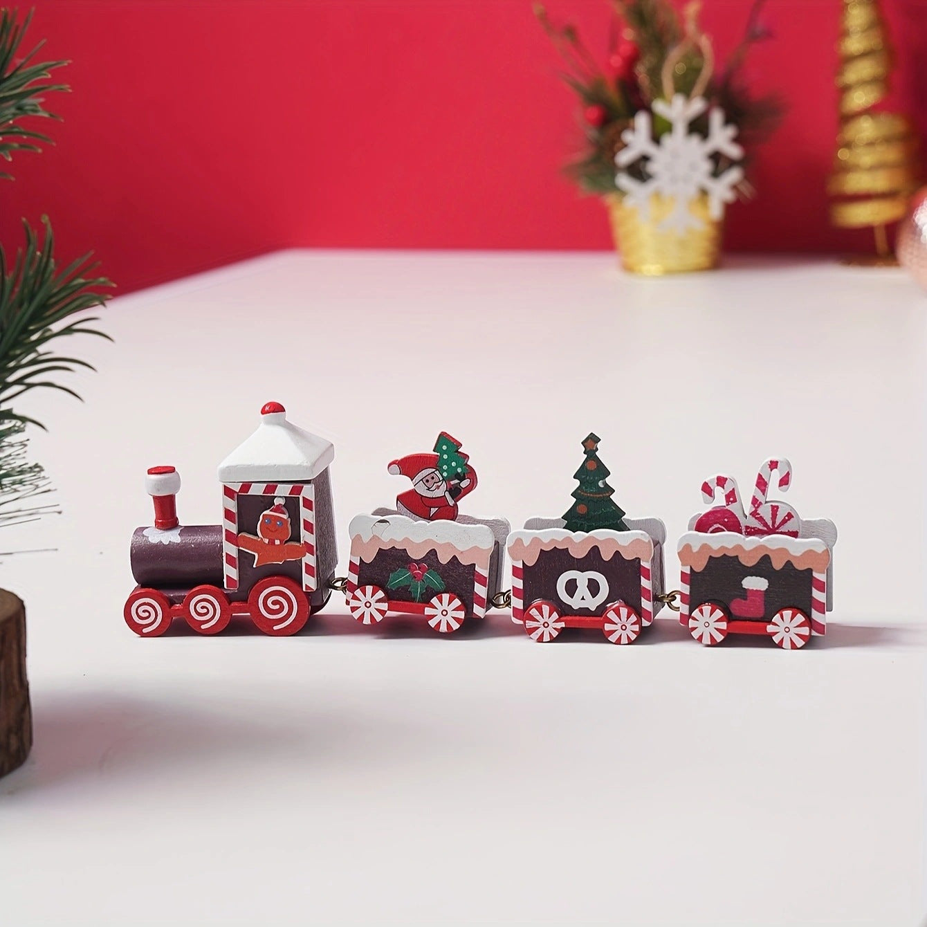Christmas Decorations Wooden Train Children's Gifts