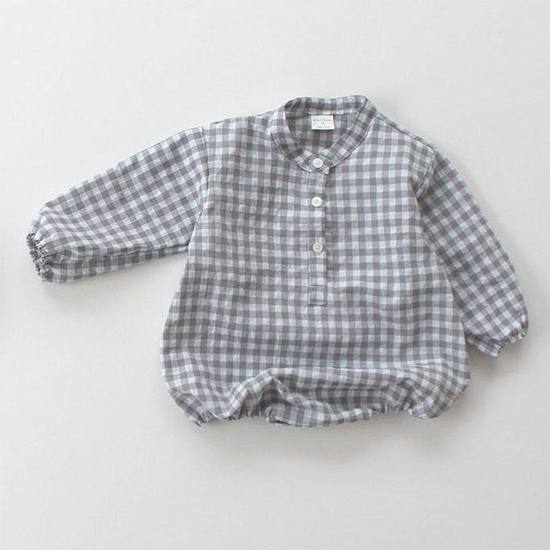 Long Sleeve Plaid Jumpsuit Baby Boy And Baby Girl
