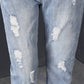 High Waist Nine-point Harem Daddy Women Pants Ripped Jeans Women