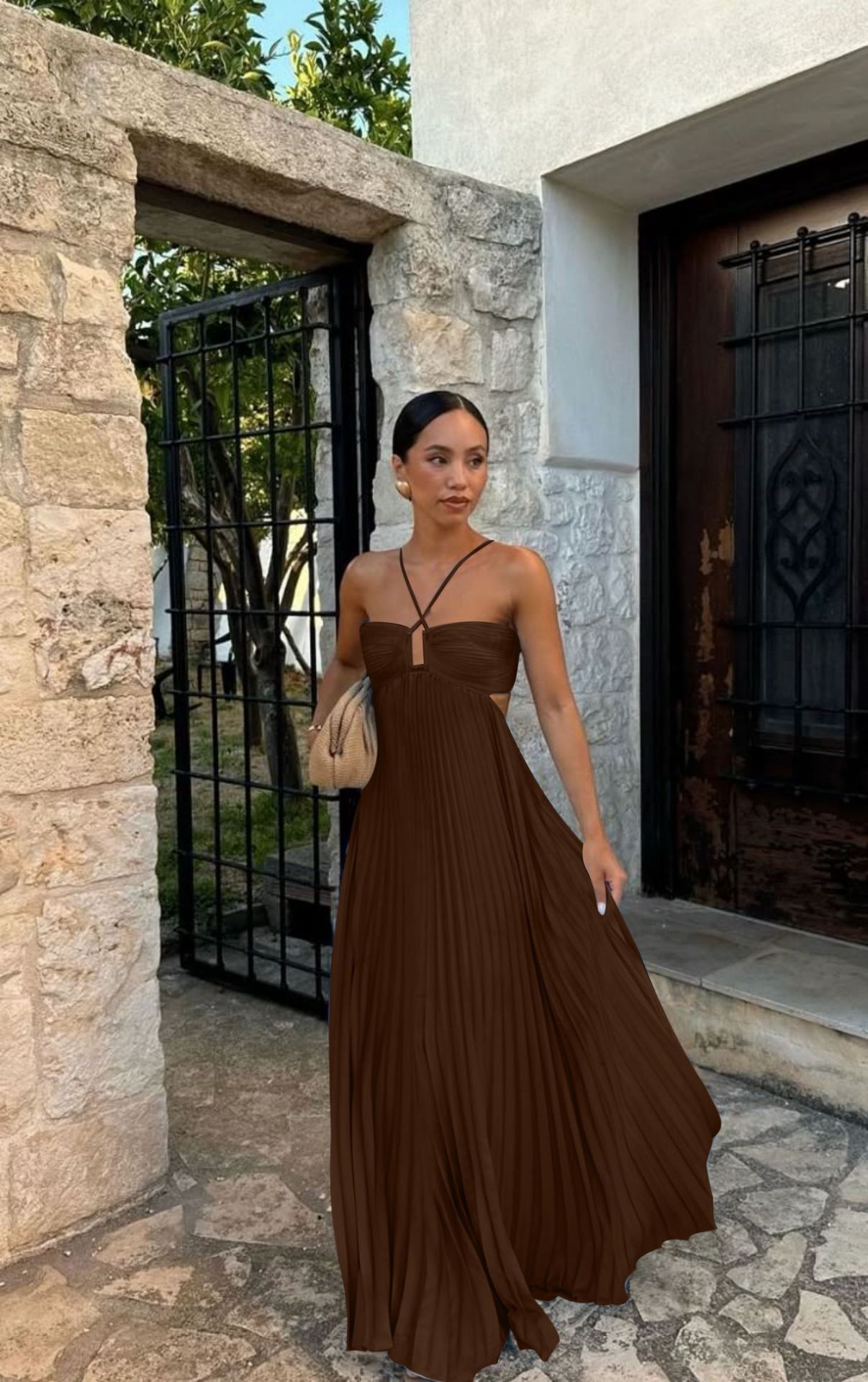 Ins Pleated Sleeveless Sling Dress