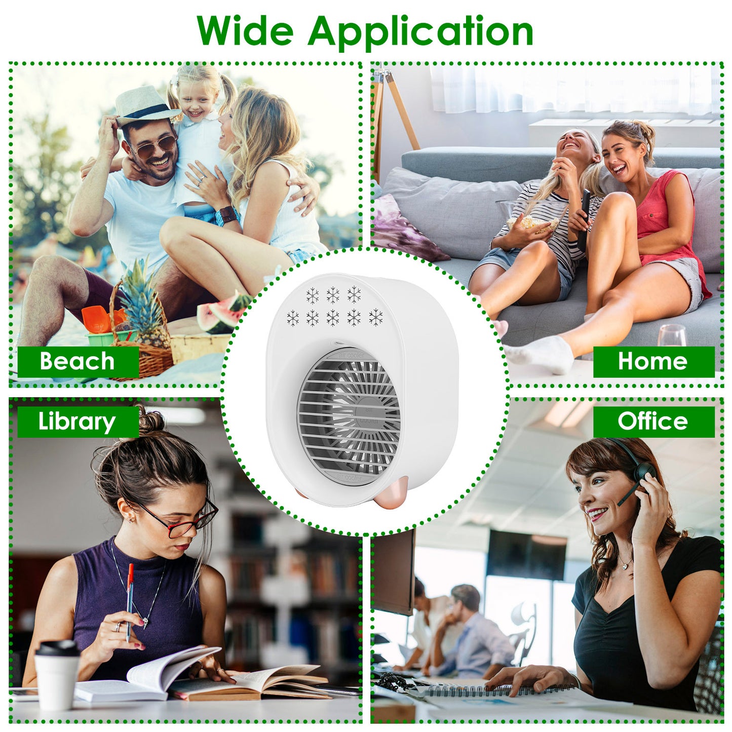 4 In 1 Portable Mini Desktop Air Conditioner Fan Water Mist Cooling Fan USB Rechargeable Humidifier Fan Evaporative Air Cooler 3 Wind Modes Colorful Lights
