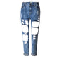 Ripped Jeans High Waist Women Ripped Hole Knee Skinny Pants