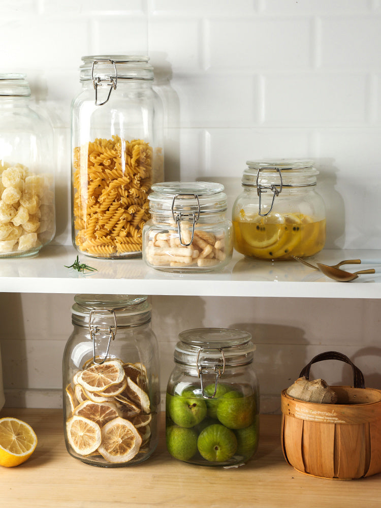 Round Glass Tea Jar Food Storage Box Preservation Container