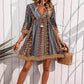 Bohemian Style V-neck Printed Dress Fashion Casual Loose Beach Dresses For Women
