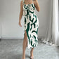 Summer Printed Suspender Split Dress
