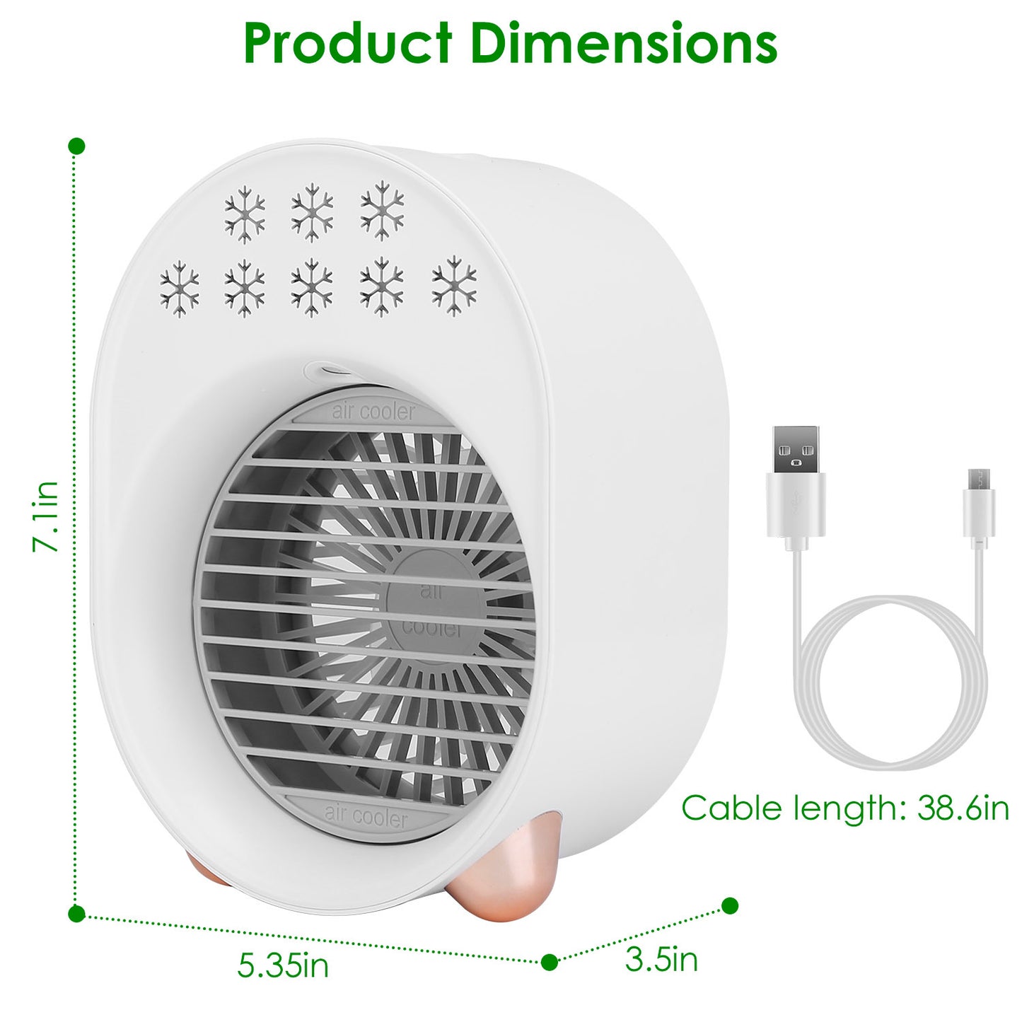 4 In 1 Portable Mini Desktop Air Conditioner Fan Water Mist Cooling Fan USB Rechargeable Humidifier Fan Evaporative Air Cooler 3 Wind Modes Colorful Lights