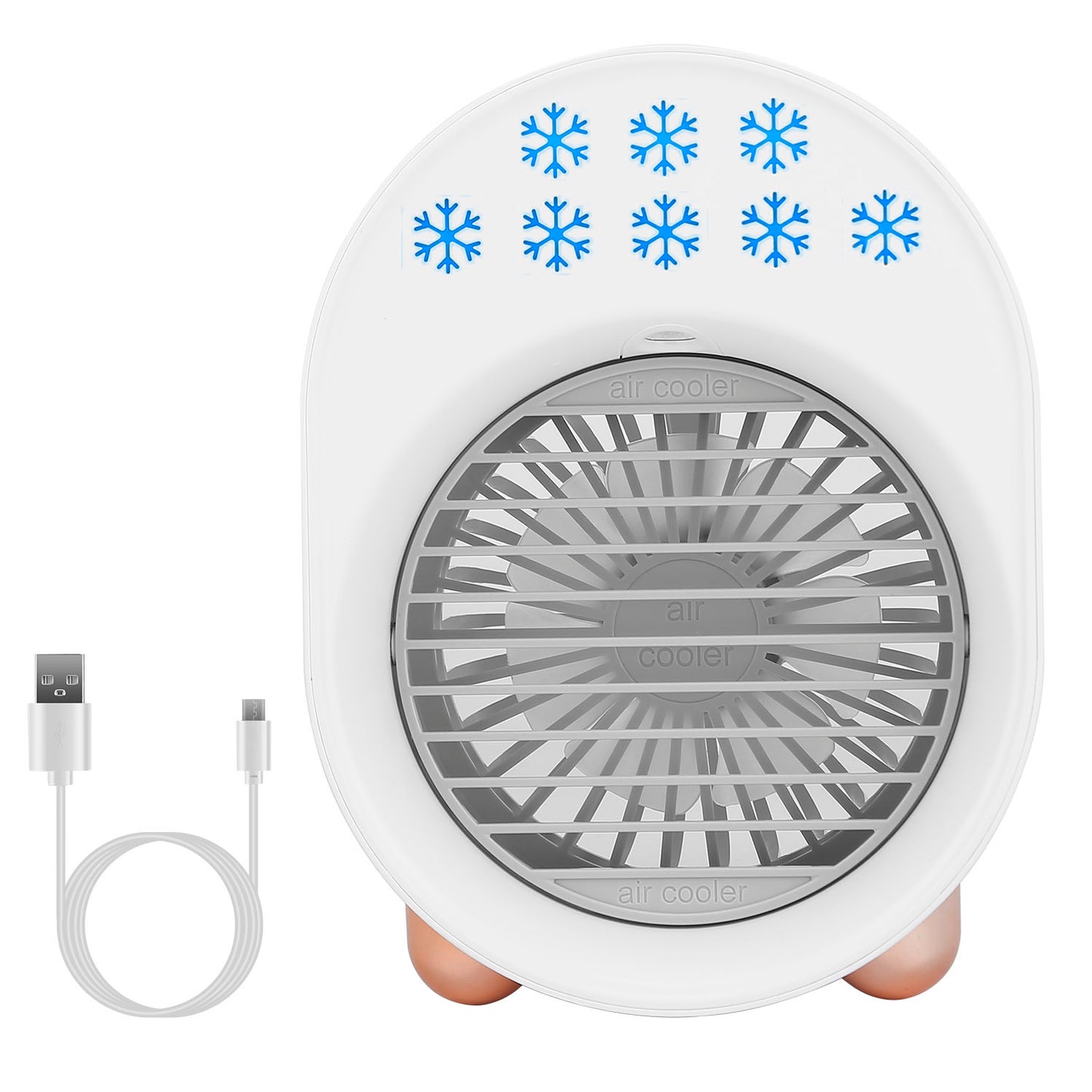 4 In 1 Portable Mini Desktop Air Conditioner Fan Water Mist Cooling Fan USB Rechargeable Humidifier Fan Evaporative Air Cooler 3 Wind Modes Colorful Lights