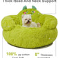 Cute Calming Dog And Cat Bed Indoor High Bolster Donut Dog Beds Comfortable Plush Cuddler Dog Be Size For Small Dogs And Cats Cute Cartoon Soft Bed Green