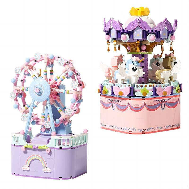 Carousel Music Box Particles Assembled Building Block Toys