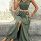 Summer Round-neck Sleeveless Split Dress