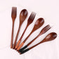 Cutlery 3PCS Fork Chopsticks Spoon Set Portable Tableware Chinese Wooden Utensils Sets Dinner Sets Long Handle Utensils With Fork Spoon Chopsticks
