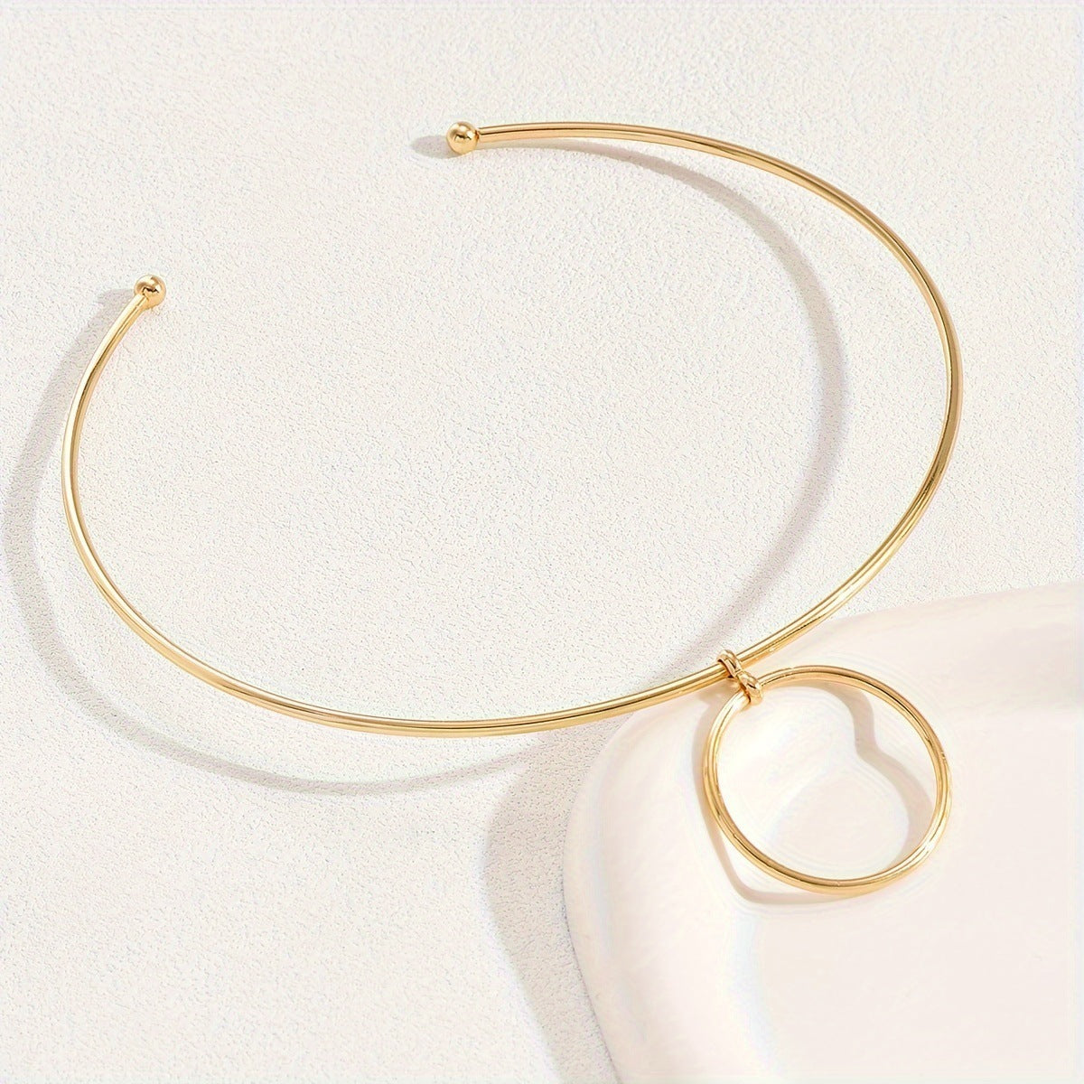 Women Collar Choker Necklace Big Circle Geometric Metal Pendants Torques Statement Necklaces