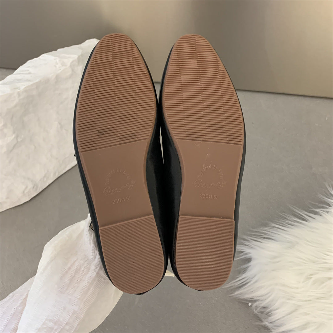 Cross Buckle Flats Women's Retro