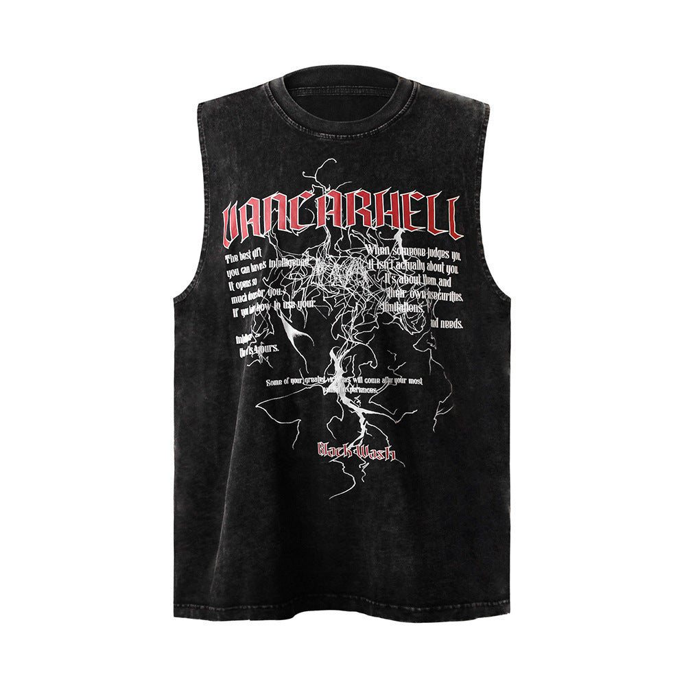 Letter Lightning Print Casual Vest Men