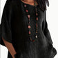 Women Fashion Casual Shirts Solid Color 3 4 Sleeve Round Neck Blouses Summer Loose Tops Streetwear