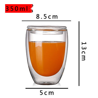 Household Double Layer Transparent Glass Water Cup