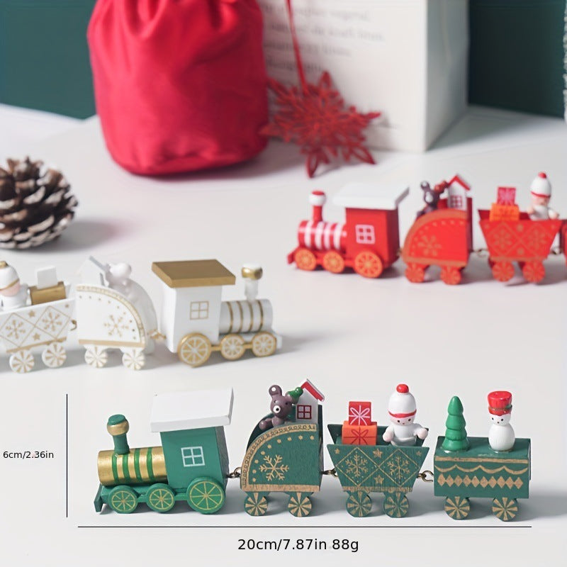 Christmas Decorations Wooden Train Children's Gifts