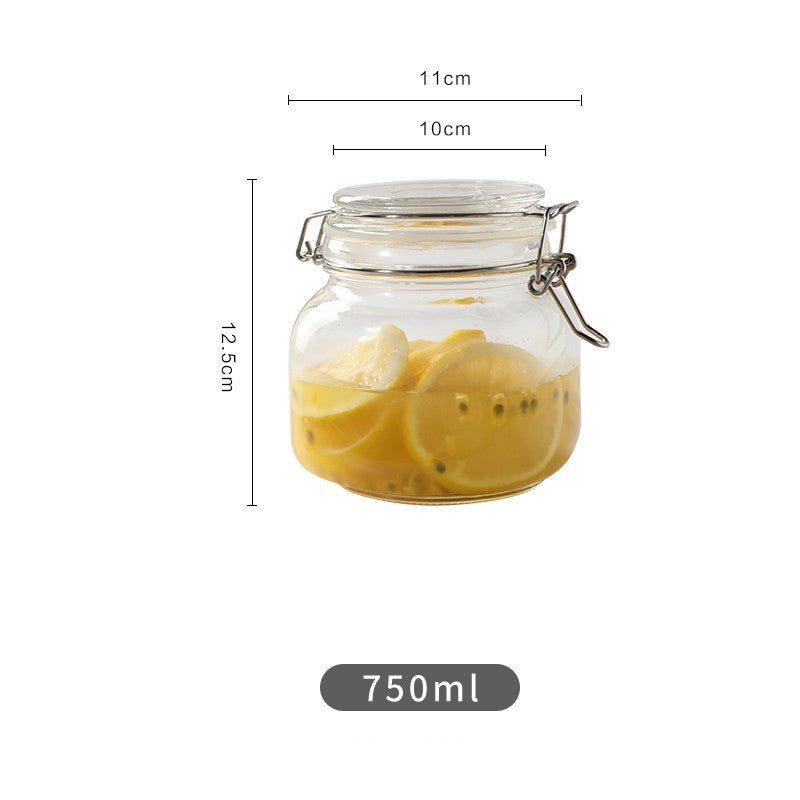 Round Glass Tea Jar Food Storage Box Preservation Container