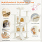 Multi-functional Cat Tree House Cat Climbing Frame, Lounge And Recreation Area Detachable Toy, 54in Dark Blue