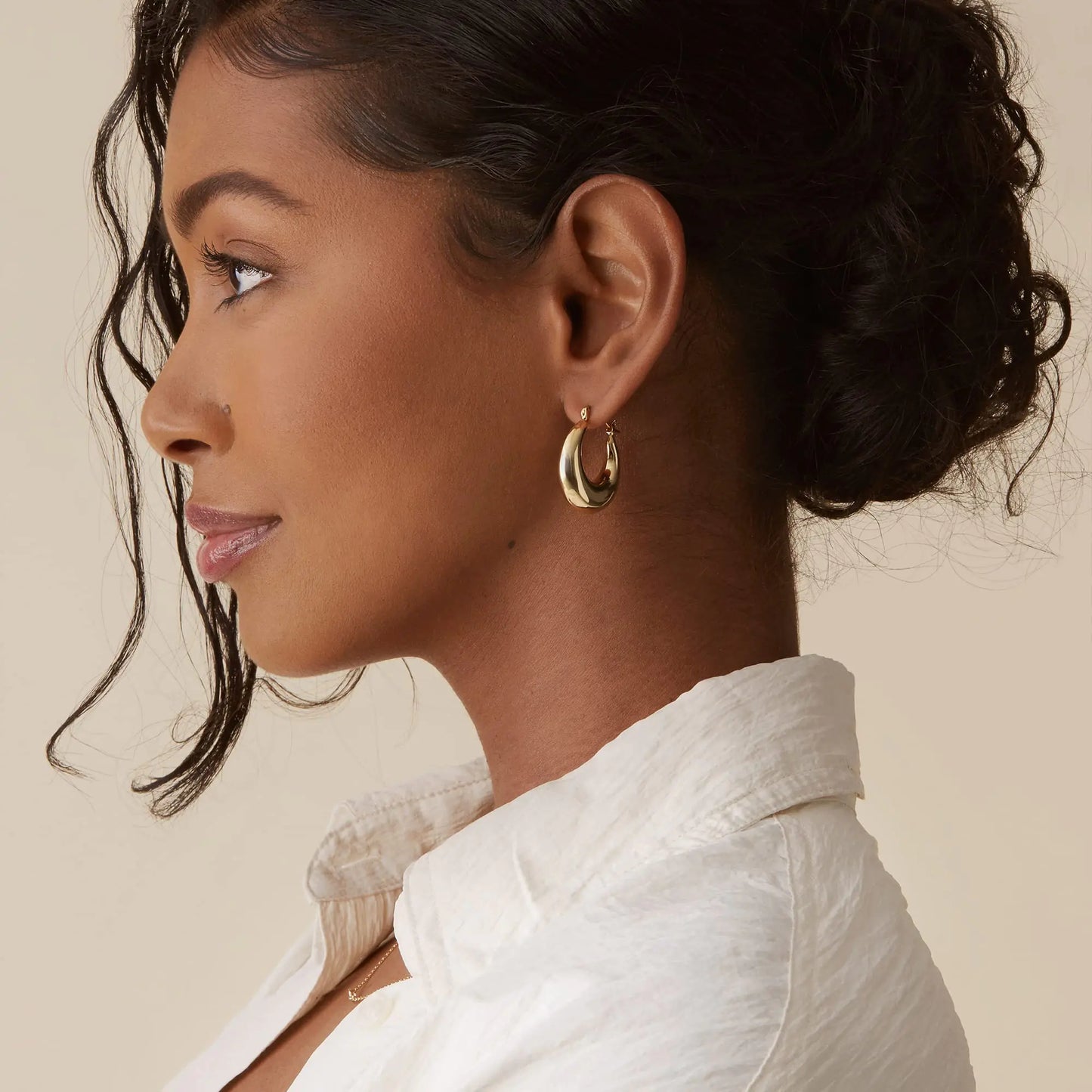 PAVOI 14K Gold Plated Sterling Silver Posts Chunky Hoop Earrings