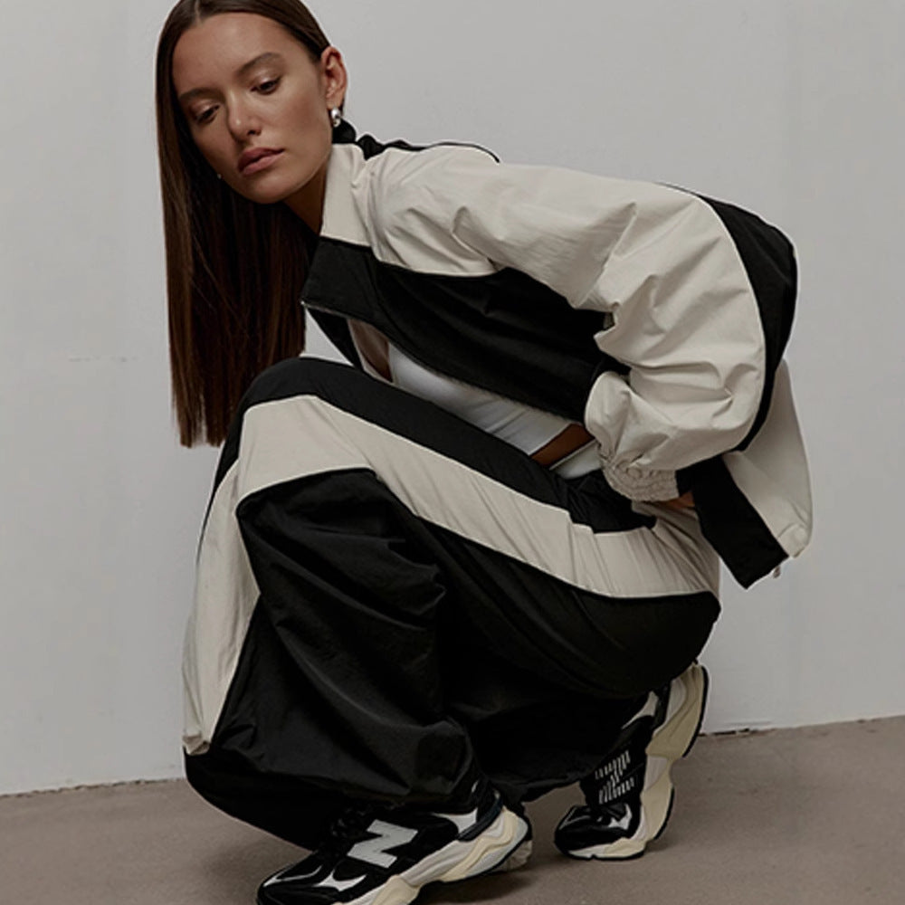 Drawstring Sports Jacket Trousers Suit Women