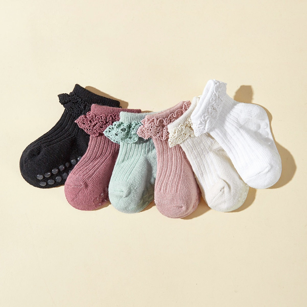 Spring And Summer 6 Pairs Baby Baby Girl Lace Socks Tube Socks