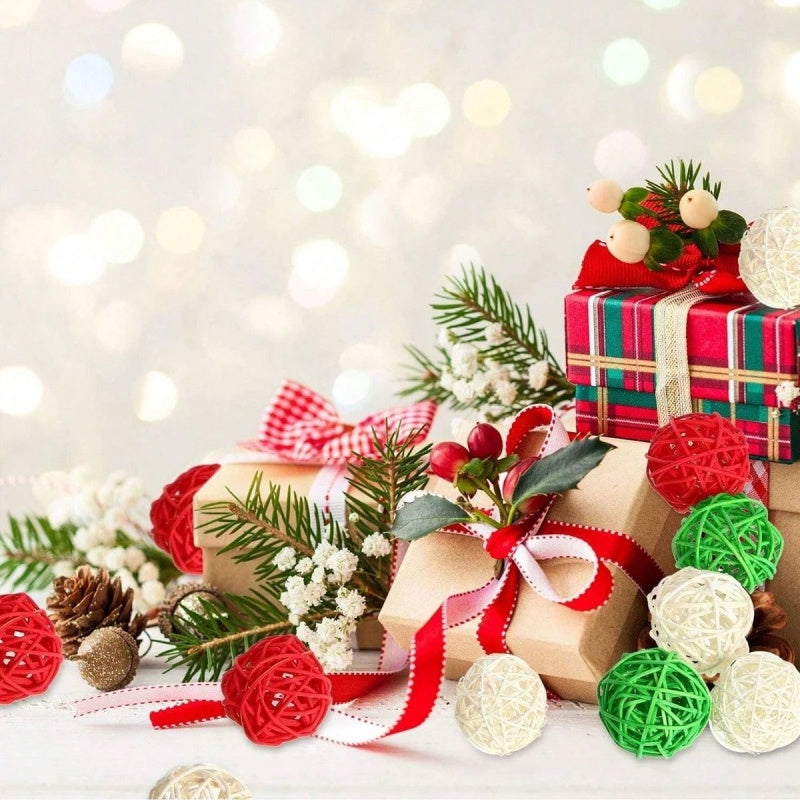 30 Pcs Christmas Rattan Balls Decorations Christmas Wicker Balls