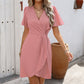 V-neck Short-sleeved Dress Summer Fashion Slim A-line Dresses