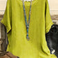 Women Fashion Casual Shirts Solid Color 3 4 Sleeve Round Neck Blouses Summer Loose Tops Streetwear