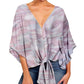 New V Neck Blouse Women Leopard Print Shirts Floral Tie Front Blouses Batwing Summer Oversize Ladies Tops