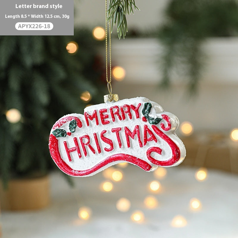 Christmas Tree Decorations Painted Plastic Christmas Pendant