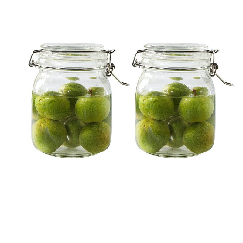 Round Glass Tea Jar Food Storage Box Preservation Container