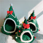 Christmas Tree Dog House Cozy Pet Cave Dog Sleeping Bed Pet Dog Tent With Removable Cushion Dog Bed For Dogs Cats