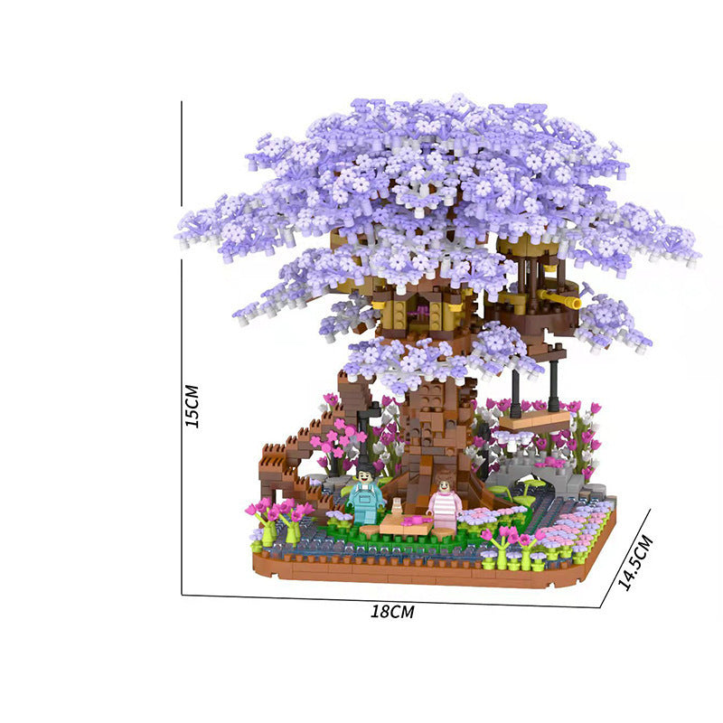 Purple Tree House Tiny Particles Puzzle Assembly