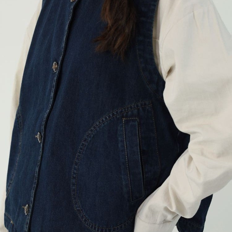 Ins Japanese-style Retro Denim Waistcoat Vest Women