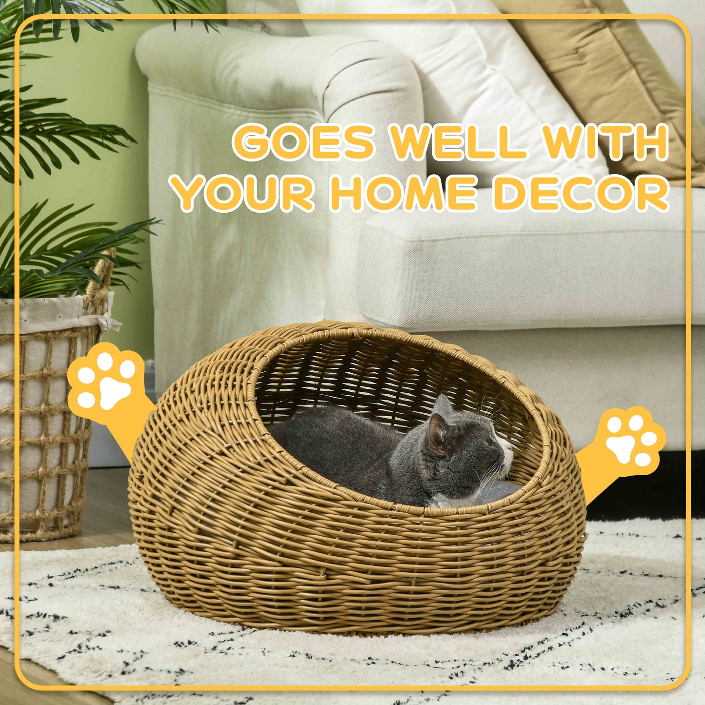 Cat Bed with Washable Cushion for Cats