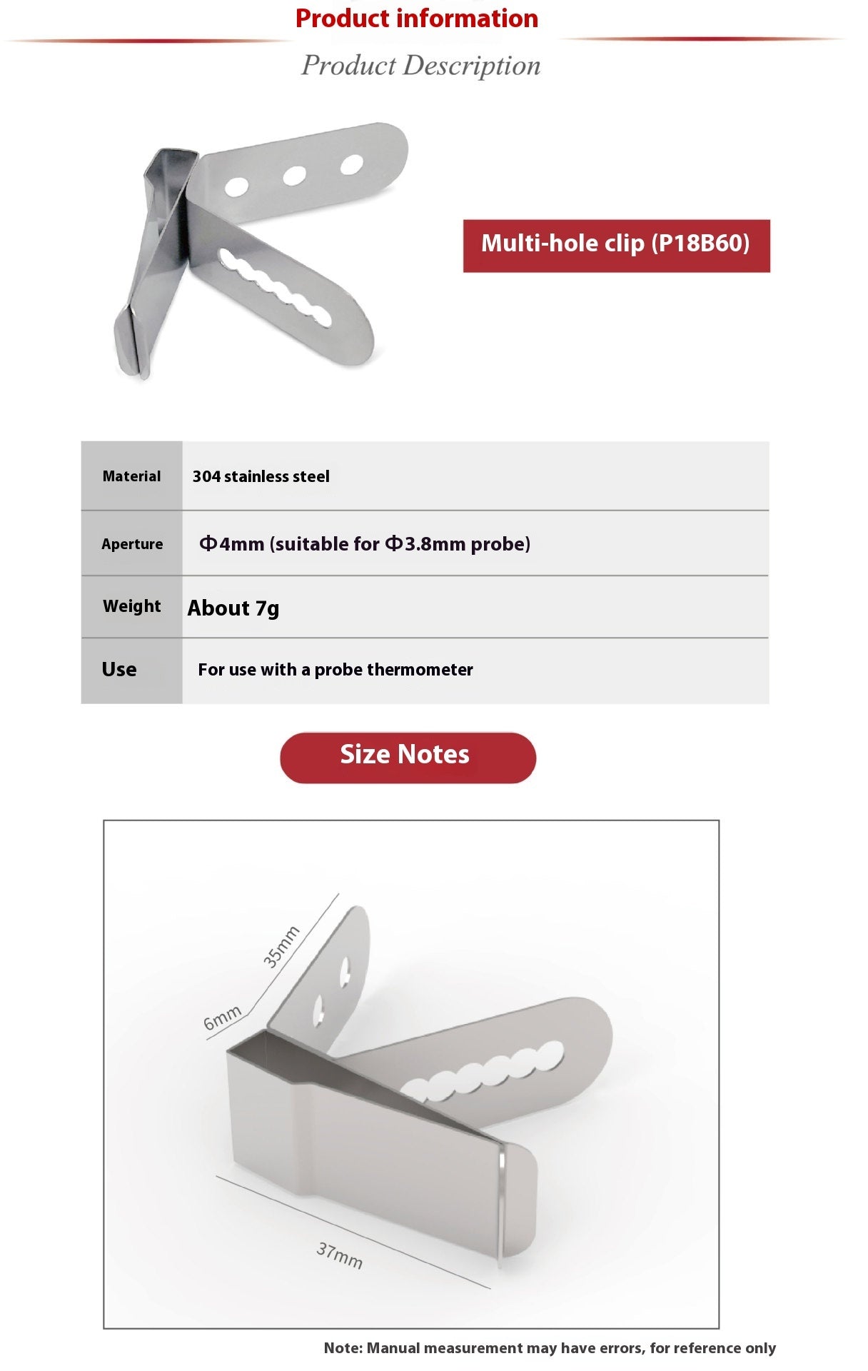 Stainless Steel Food Clamp Kitchen Accessories