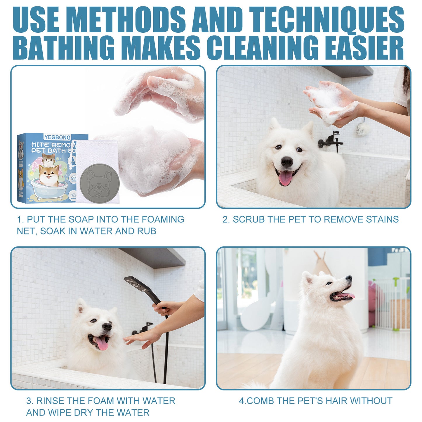 Pet Mite Removal Bath Soap Dog Cat Sterilization Body Deodorant Cleaning Bath Supplies
