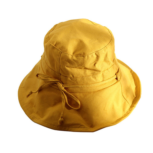 Solid Color Cotton And Linen Fisherman Hat Basin Hat Folding Hat Women