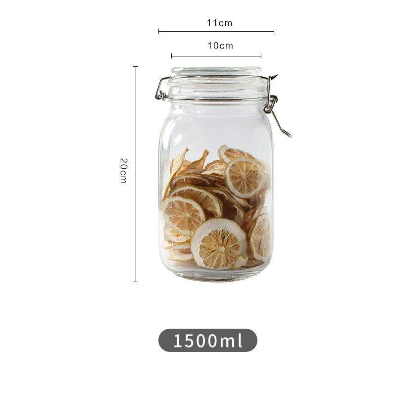 Round Glass Tea Jar Food Storage Box Preservation Container