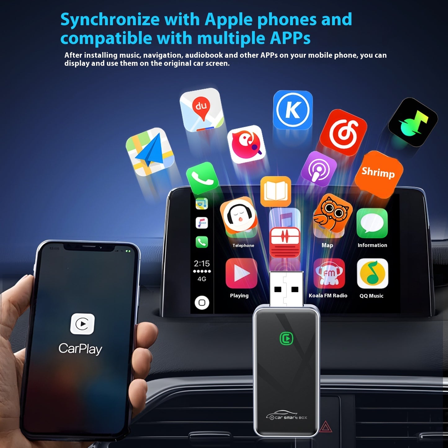 Baidu Carlife Box Wired To Wireless Carplay Car Intelligent Navigation Wireless Interconnection Box
