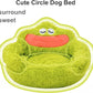 Cute Calming Dog And Cat Bed Plush Indoor Donut Dog Beds For Small Dogs And Cats Cute Cartoon Soft Bed Green Mouth