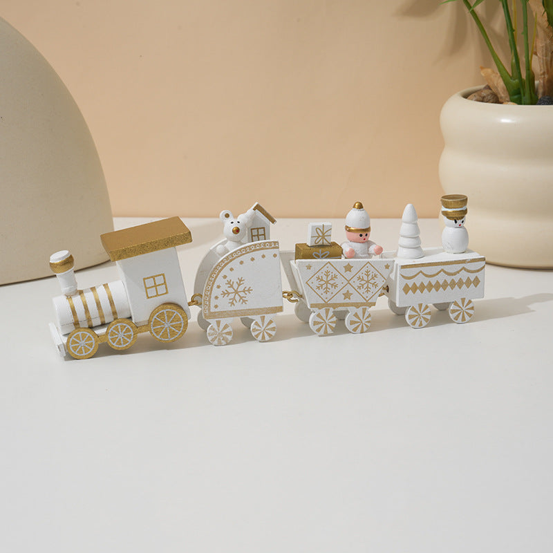 Christmas Decorations Wooden Train Children's Gifts