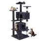 Multi-functional Cat Tree House Cat Climbing Frame, Lounge And Recreation Area Detachable Toy, 54in Dark Blue
