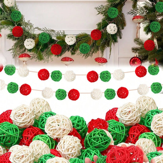 30 Pcs Christmas Rattan Balls Decorations Christmas Wicker Balls