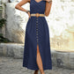 Summer Round-neck Sleeveless Split Dress