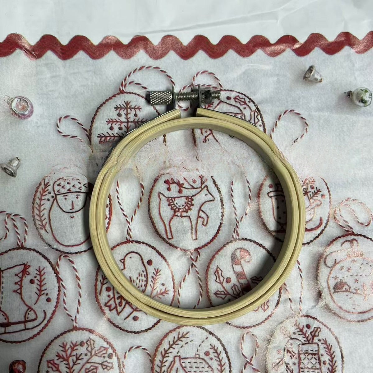 Heart-shaped Embroidery Christmas Decorative Pendant