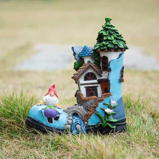 Elf Tree House Resin Solar Lamp Ornaments